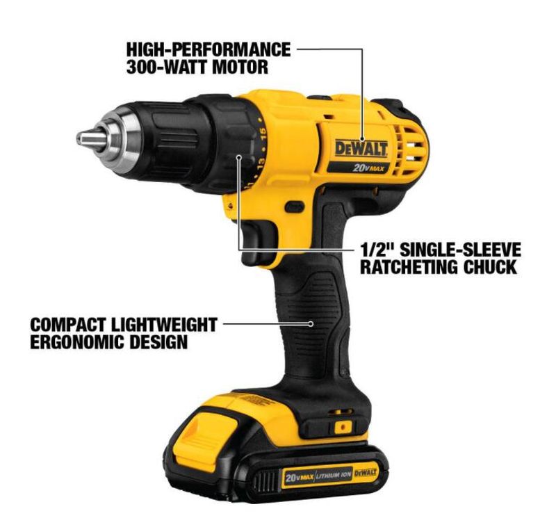 20-Volt MAX Cordless Drill/Impact Combo Kit (2-Tool) with (2) 20-Volt 1.3Ah Batteries, Charger & Reciprocating Saw - Image 5