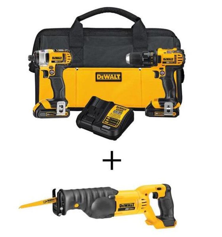 20-Volt MAX Cordless Drill/Impact Combo Kit (2-Tool) with (2) 20-Volt 1.5Ah Batteries, Charger & Reciprocating Saw