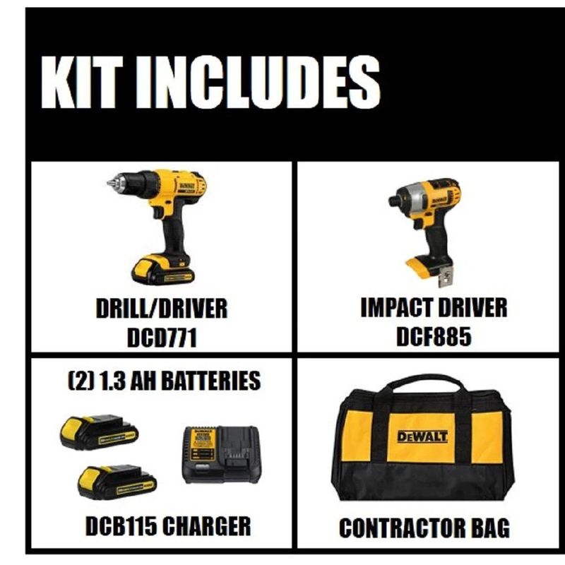 20-Volt MAX Cordless Drill/Impact Combo Kit (2-Tool) with (2) 20-Volt 1.3Ah Batteries - Image 2