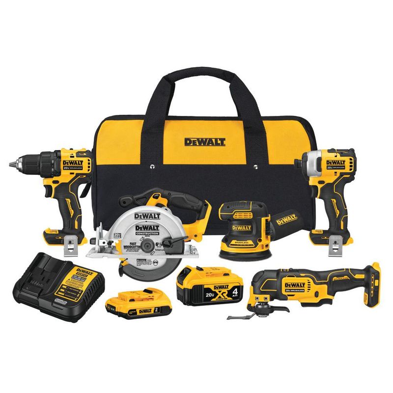 20-Volt MAX XR Cordless Combo Kit (5-Tool) with (1) 20-Volt 4.0Ah Battery, (1) 20-Volt 2.0Ah Battery & Charger