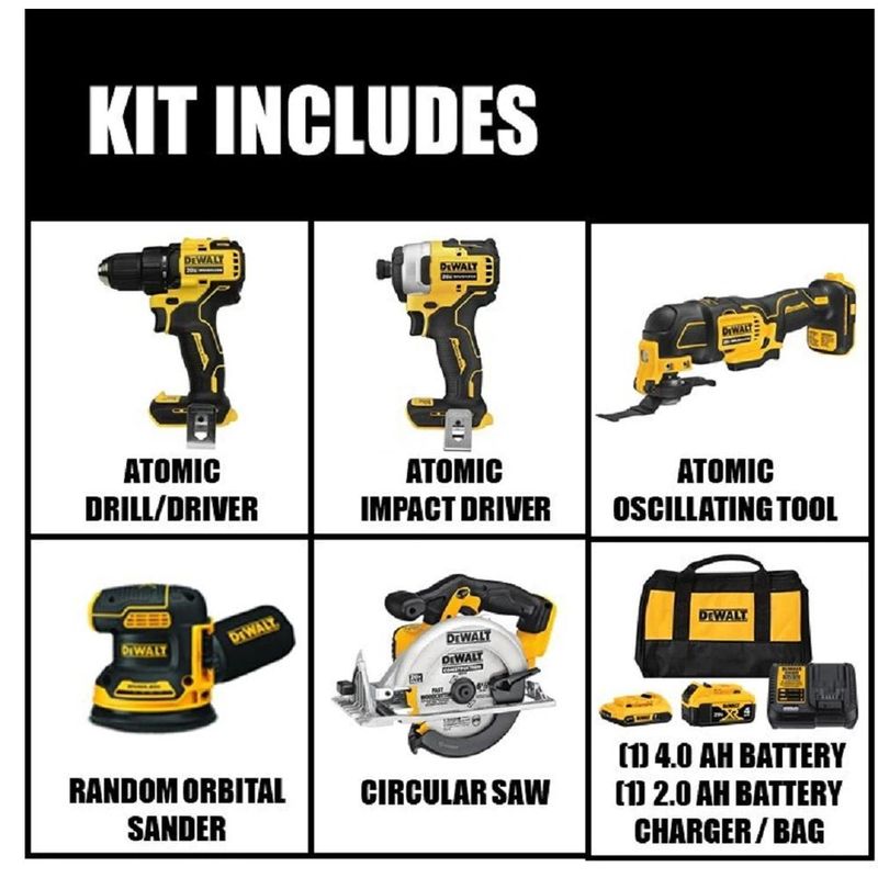 20-Volt MAX XR Cordless Combo Kit (5-Tool) with (1) 20-Volt 4.0Ah Battery, (1) 20-Volt 2.0Ah Battery & Charger - Image 2