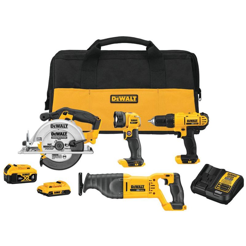 20-Volt MAX Cordless Combo Kit (4-Tool) with (1) 20-Volt 4.0Ah Battery, (1) 20-Volt 2.0Ah Battery & Charger