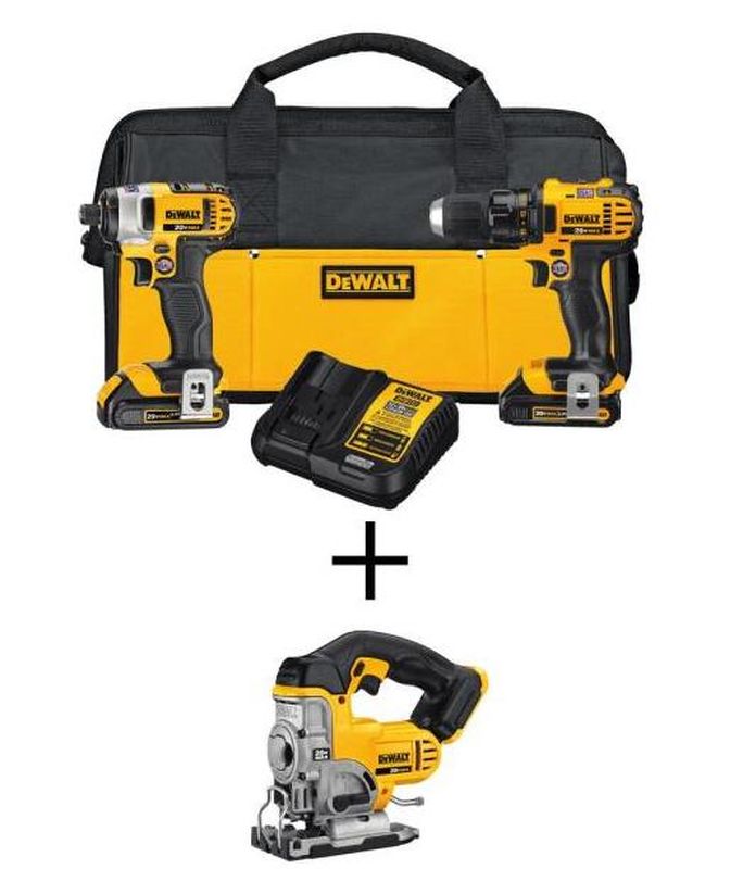 20-Volt MAX Cordless Drill/Impact Combo Kit (2-Tool) with (2) 20-Volt 1.5Ah Batteries, Charger & Jigsaw