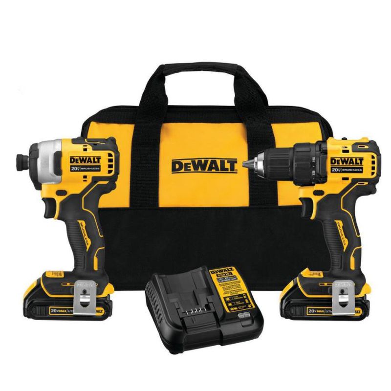 20-Volt MAX Cordless Brushless Compact Drill/Impact Combo Kit (2-Tool) with (2) 1.3Ah Batteries, Charger & Bag
