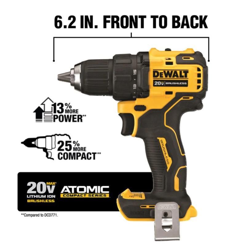 20-Volt MAX Cordless Brushless Compact Drill/Impact Combo Kit (2-Tool) with (2) 1.3Ah Batteries, Charger & Bag - Image 3