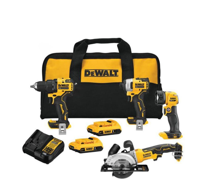 20-Volt MAX Lithium-Ion Brushless Cordless Combo Kit (4-Tool) with 2 Batteries 2.0 Ah, Charger, and Tool Bag