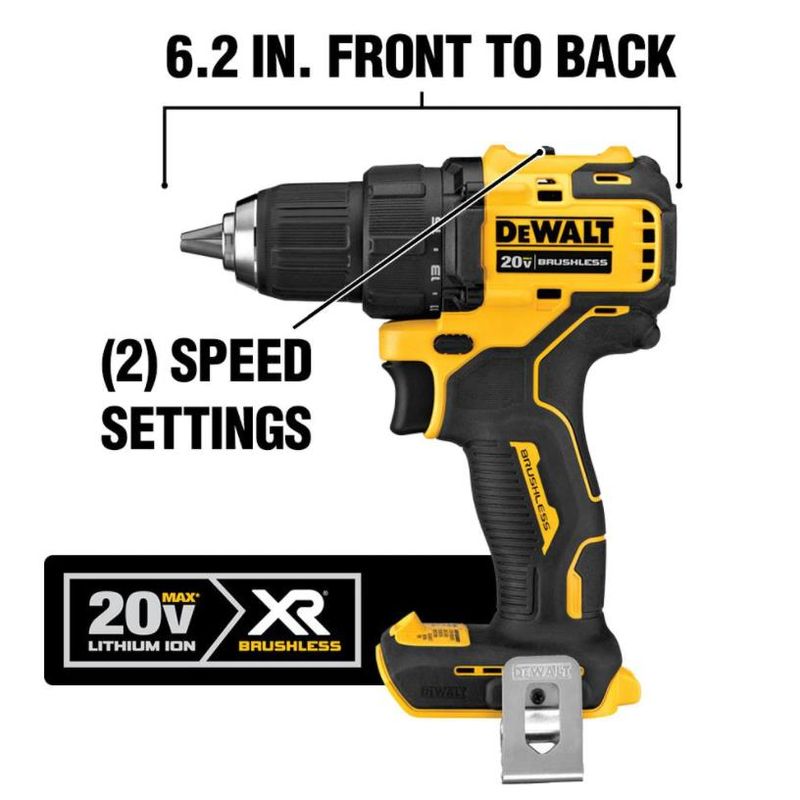 20-Volt MAX Lithium-Ion Brushless Cordless Combo Kit (4-Tool) with 2 Batteries 2.0 Ah, Charger, and Tool Bag - Image 3