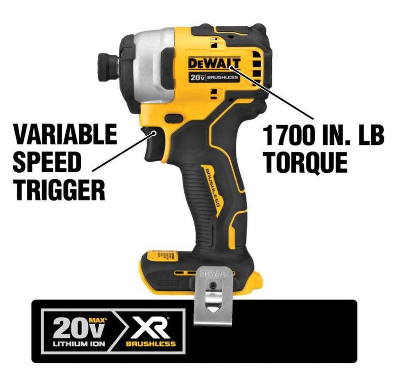 20-Volt MAX Lithium-Ion Brushless Cordless Combo Kit (4-Tool) with 2 Batteries 2.0 Ah, Charger, and Tool Bag - Image 4