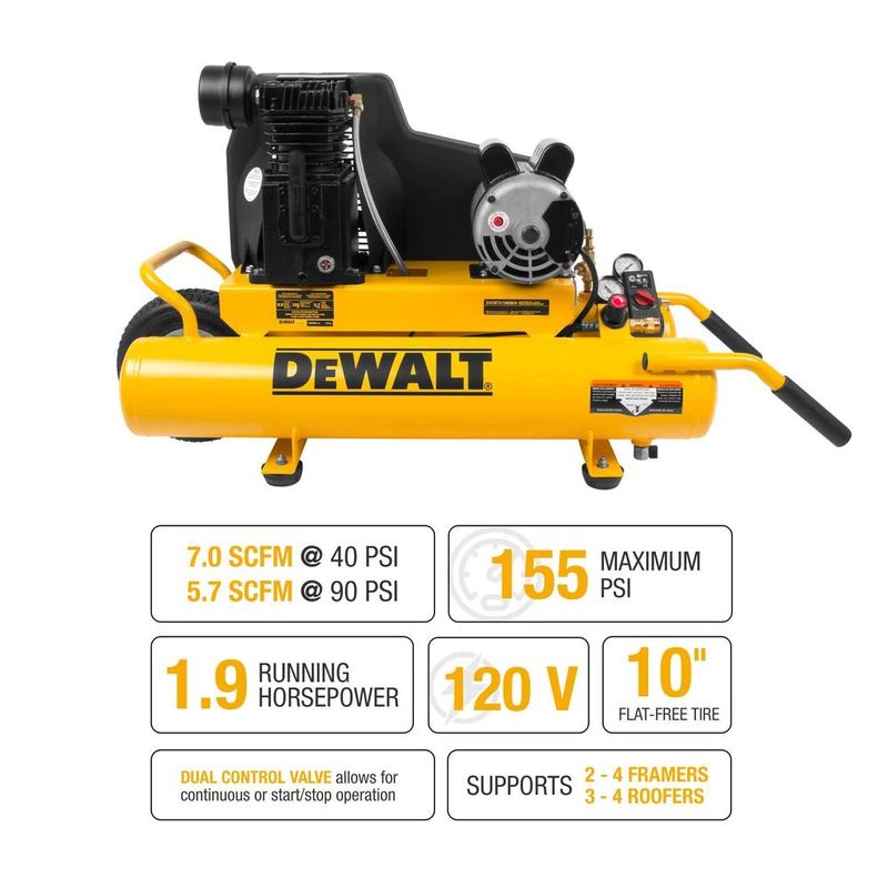 8 Gal. 155 PSI 1.9 HP Electric Dual Voltage Wheelbarrow Air Compressor - Image 7