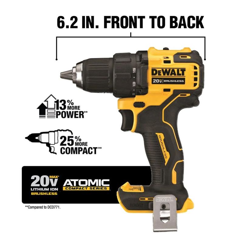 20-Volt MAX Cordless Brushless Compact Drill/Impact Combo Kit (2-Tool) with ATOMIC Compact Reciprocating Saw - Image 9