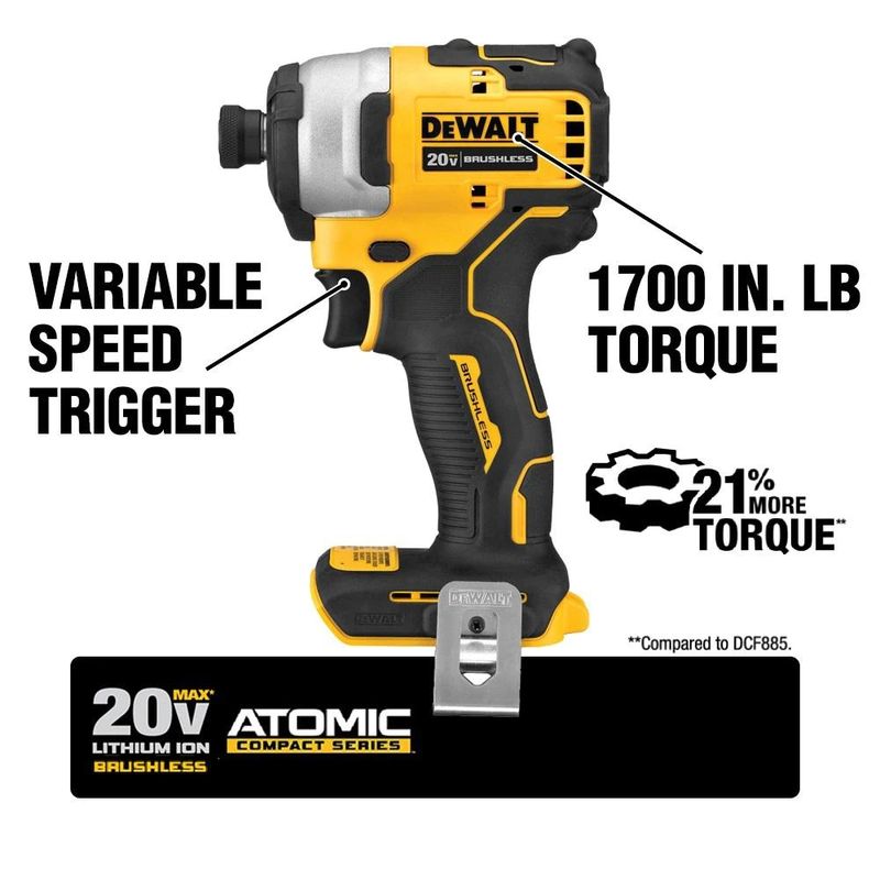 ATOMIC 20-Volt MAX Li-Ion Brushless Cordless Compact Drill/Impact Combo Kit (2-Tool) with Mech Tool Set (142-Piece) - Image 4