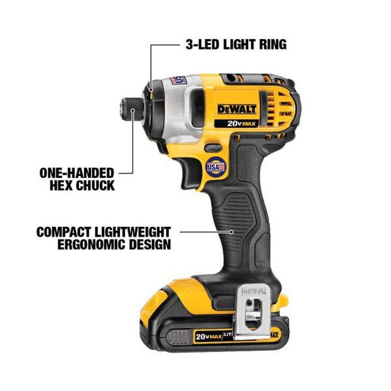 20-Volt MAX Cordless Drill/Impact Combo Kit (2-Tool) with (2) 20-Volt 1.3Ah Batteries, (1) 3.0Ah Battery, Charger & Bag - Image 3