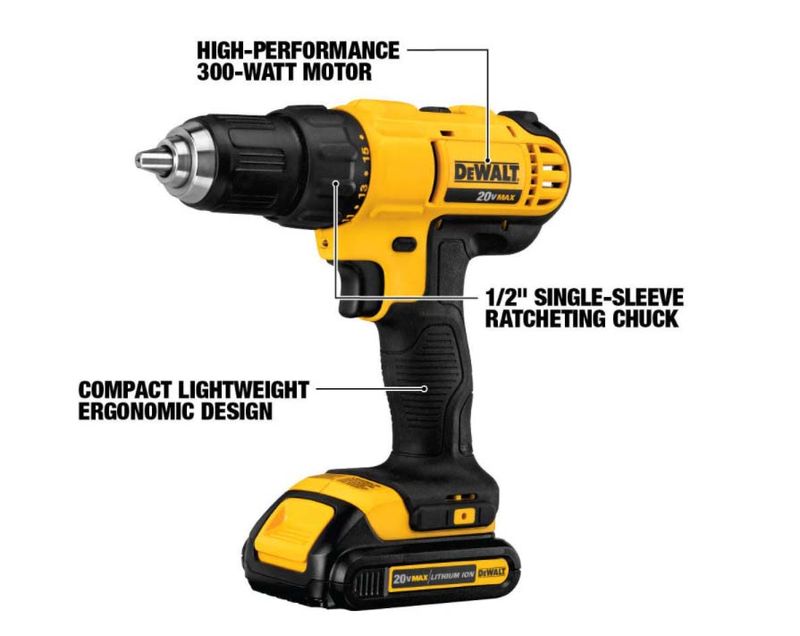 20-Volt MAX Cordless Drill/Impact Combo Kit (2-Tool) with (2) 20-Volt 1.3Ah Batteries, (1) 3.0Ah Battery, Charger & Bag - Image 4
