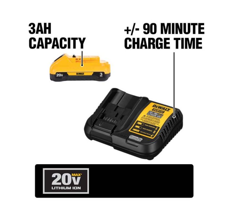 20-Volt MAX Cordless Drill/Impact Combo Kit (2-Tool) with (2) 20-Volt 1.3Ah Batteries, (1) 3.0Ah Battery, Charger & Bag - Image 5