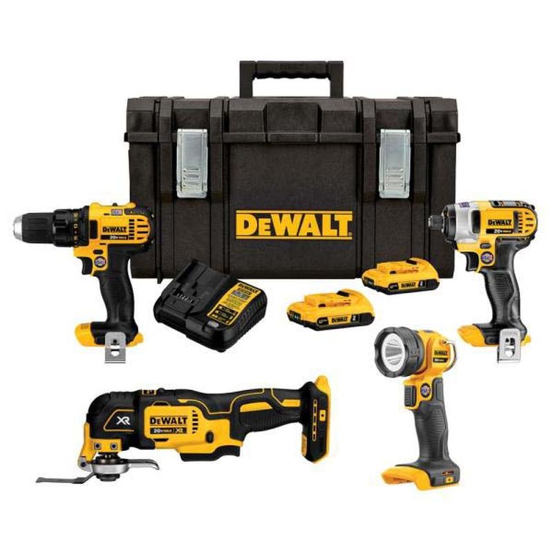 20-Volt MAX Lithium-Ion Cordless Combo Kit with Tough System Case (4-Tool) 2.0 Ah 2 Batteries and Charger