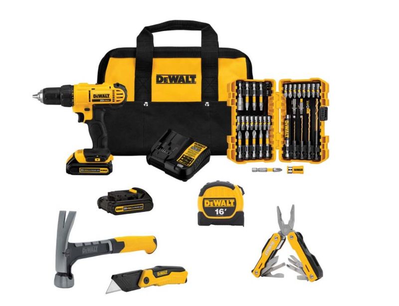20-Volt MAX Lithium-Ion Cordless 1/2 in. Drill / Driver with (2) Batteries, Charger and Hand Tools (New Homeowners Kit)