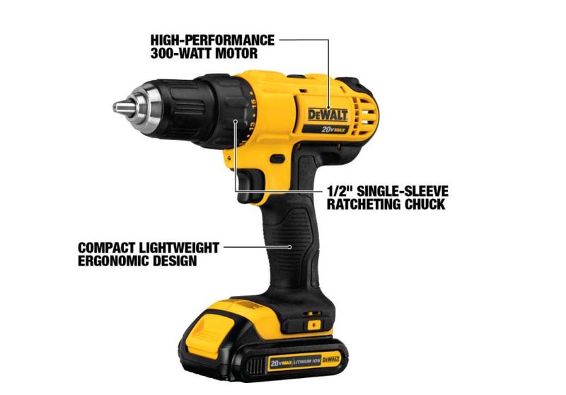 20-Volt MAX Lithium-Ion Cordless 1/2 in. Drill / Driver with (2) Batteries, Charger and Hand Tools (New Homeowners Kit) - Image 2